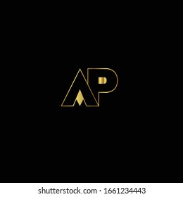 Creative Professional Trendy and Minimal Letter AP Logo Design in Black and Gold Color , Initial Based Alphabet Icon Logo in Editable Vector Format