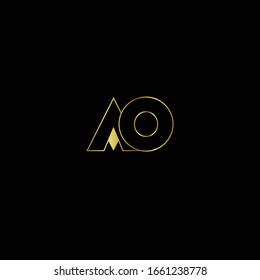 Creative Professional Trendy and Minimal Letter AO Logo Design in Black and Gold Color , Initial Based Alphabet Icon Logo in Editable Vector Format