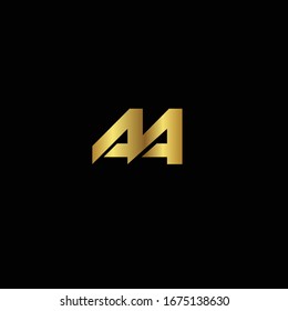Creative Professional Trendy and Minimal Letter AA Logo Design in Black and Gold Color , Initial Based Alphabet Icon Logo in Editable Vector Format