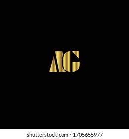Creative Professional Trendy and Minimal Letter AG Logo Design in Black and Gold Color, Initial Based Alphabet Icon Logo in Editable Vector Format