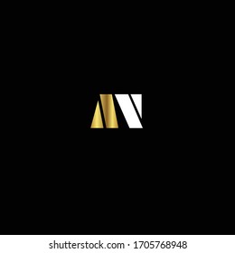 Creative Professional Trendy and Minimal Letter AN Logo Design in Black, White and Gold Color, Initial Based Alphabet Icon Logo in Editable Vector Format