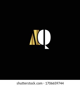 Creative Professional Trendy and Minimal Letter AQ Logo Design in Black, White and Gold Color, Initial Based Alphabet Icon Logo in Editable Vector Format