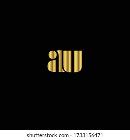 Creative Professional Trendy and Minimal Letter AU Logo Design in Black and Gold Color, Initial Based Alphabet Icon Logo in Editable Vector Format