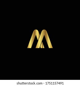 Creative Professional Trendy and Minimal Letter AA M Logo Design in Black and Gold Color, Initial Based Alphabet Icon Logo in Editable Vector Format