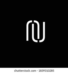 Creative Professional Trendy and Minimal Letter AU N Logo Design in Black and White Color, Initial Based Alphabet Icon Logo in Editable Vector Format