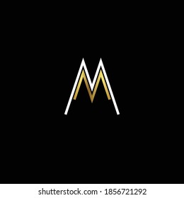 Creative Professional Trendy and Minimal Letter M Logo Design in Black, Gold and White Color, Initial Based Alphabet Icon Logo in Editable Vector Format