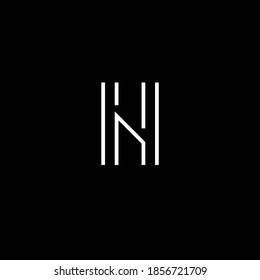 Creative Professional Trendy and Minimal Letter N H Logo Design in Black and White Color, Initial Based Alphabet Icon Logo in Editable Vector Format