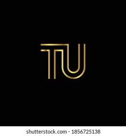 Creative Professional Trendy and Minimal Letter TU Logo Design in Black and Gold Color, Initial Based Alphabet Icon Logo in Editable Vector Format