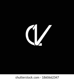 Creative Professional Trendy and Minimal Letter CN or CV Logo Design in Black and White Color, Initial Based Alphabet Icon Logo in Editable Vector Format