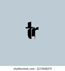 Creative Professional Trendy and Minimal Letter TR Logo Design in Black and White Color, Initial Based Alphabet Icon Logo in Editable Vector Format