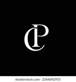 Creative Professional Trendy and Minimal Letter CP PC Logo Design in Black and White Color, Initial Based Alphabet Icon Logo in Editable Vector Format