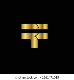Creative Professional Trendy and Minimal RF Letters, Logo Design in Black and Gold Color, Initial Based Alphabet Icon Logo in Editable Vector Format