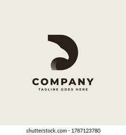 Creative Professional Trendy Monogram Dwith eagle head Logo Design in Black and White Color, Initial Based Alphabet Icon Logo