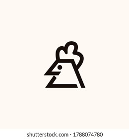 Creative Professional Trendy Rooster line Logo Design in Black and White Color
