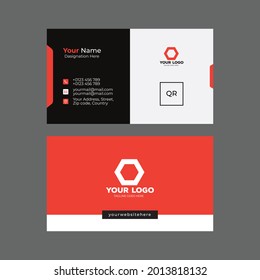 Creative and Professional Vector Clean and Simple Double-sided Creative Business Card Template Design for Commercial Use. Modern and Minimalist Horizontal Name Card, Stationery (Visiting Card) Design.