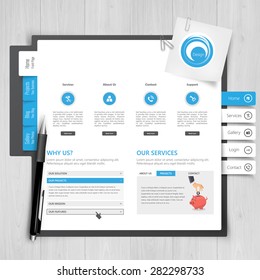 Creative Professional Website Template Design, Office Desk Theme.