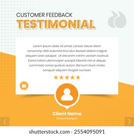 Creative professional yellow color customer feedback, client review and quote presentation social media post template