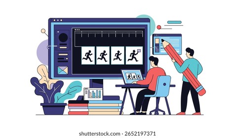 Creative professionals crafting engaging animation storyboards and visual narratives on digital platforms
