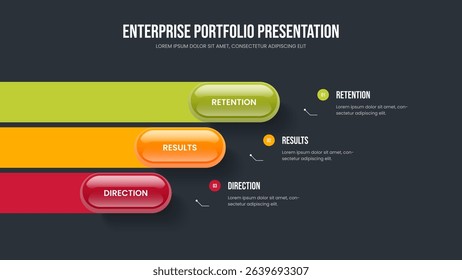 Creative Profile Frame Layout Vector Illustration. Project Review Three Option Diagram Slideshow Template. Service Visualization 3 Step Infographic Slide Design.