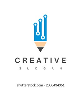 Creative Programmer Logo With Pixel Pencil Symbol