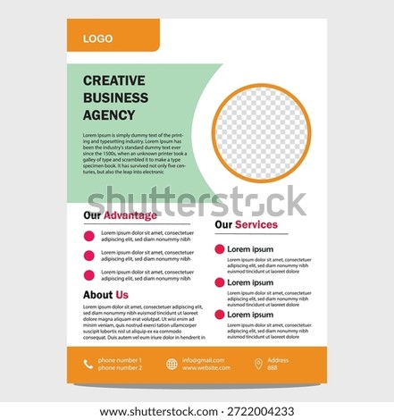 Creative Promotional Flyer Layout for Visual Communication. This creative promotional flyer layout is developed to enhance visual communication and audience engagement. The design combines structured content placement with appealing visual balance. Image placeholders and text sections allow flexible customization. Suitable for print distribution, online advertisements, and digital campaigns. The layout helps present information clearly while maintaining an attractive and professional style.

Creative business agency flyer template with logo placeholder and service information on transparent background