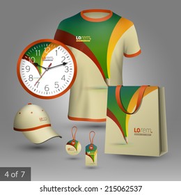 Creative promotional souvenirs design for company with color pencil. Elements of stationery.