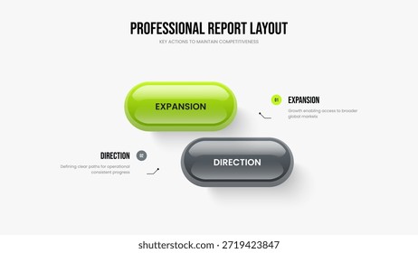 Propuesta Creativa 2 Opción Diseño de Diapositivas Infográficas. Diseño de marco de diagrama de dos elementos de campaña de marketing. Ilustración vectorial de Plantilla de presentación de soluciones de proyecto.