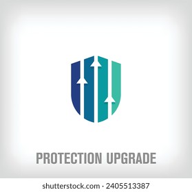 Creative protection guard and upgrade logo. Unique color transitions. Security development corporate logo template. vector