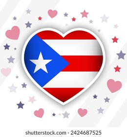 Creative Puerto Rico Flag Heart Icon