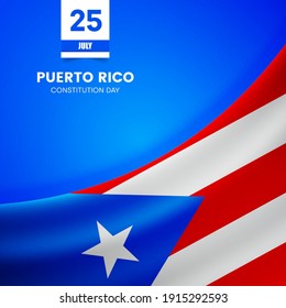 Creative Puerto Rico flag on fabric texture. Vintage style constitution day background