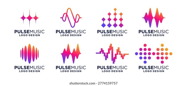 Creative pulse music logo design collections