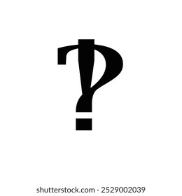 Creative punctuation design with interrobang symbol on white.