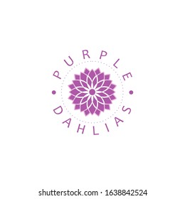 creative purple dahlia flower logo vector image with pink color concept illustration