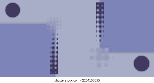 Kreativ violetter geometrischer Hintergrund mit Quadraten, Kreisen und Punkten. Vektordatei