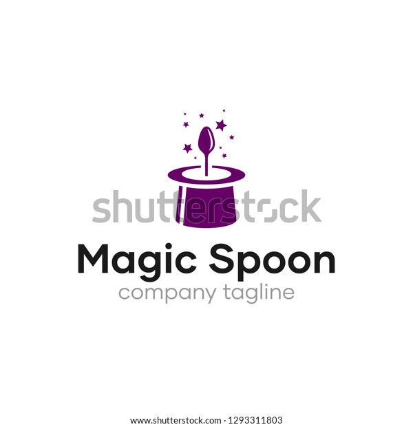 Creative Purple Magic Spoon Logo Design Stock Vector Royalty Free