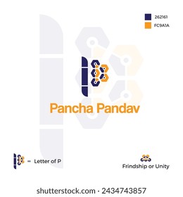 Creative Purple Orange Connecting Partnership People with Origami Style. Vector Logo Illustration. Business logo.