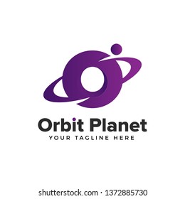 Creative purple orbit planet vector template logo design