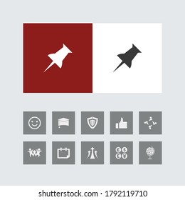 Creative Push Pin Icon with Bonus Icons.