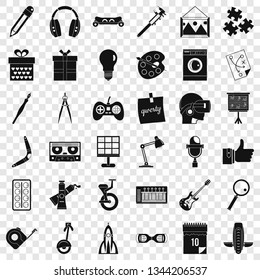 Creative puzzle icons set. Simple style of 36 creative puzzle vector icons for web for any design