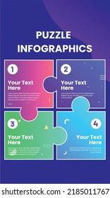 Creative puzzle infographic for business data visualization, social media posts, and creatives, web pages, presentation, workflow layout. Template for cycle diagram, graph, and presentation. 4 options