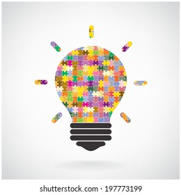 Creative puzzle light bulb Idea concept background ,design for poster flyer cover brochure,education concept ,business idea ,abstract background.vector illustration