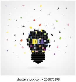 Creative puzzle light bulb Idea concept background ,design for poster flyer cover brochure,education concept ,business idea.vector illustration