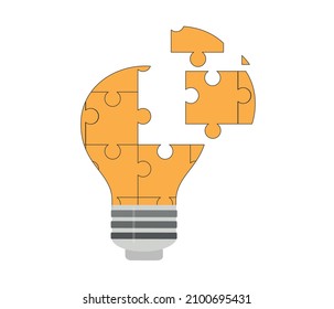 Piezas de rompecabezas creativas con concepto de bombilla. vector modificable.

