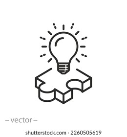 Symbol für kreative Rätsel-Lösung, Problemlösungssymbol, Innovationsgemeinschaft, Zeilensymbol auf weißem Hintergrund - bearbeitbarer Strich, Vektorgrafik eps10