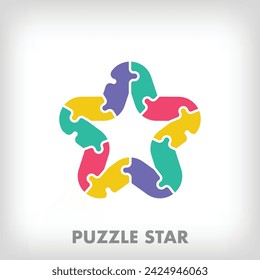 Creative puzzle star logo. Unique color transitions. Education and reading and growth stage logo template. vector