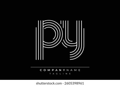 Creative PY lines letter logo design. A simplistic and elegant abstract logo design with linear patterns and initials, suitable for contemporary branding.