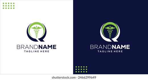 Creative Q and Caduceus Letter Logo, Design Inspiration, Illustration, Vector