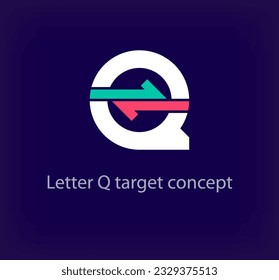 Diseño del logotipo de la flecha de la letra de Q creativa. Logo único de la empresa logística. Iniciales de la empresa vector corporativo.