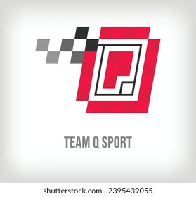 Creative Q letter racing and sports logo. Modern pixel with new culture colors. Font alphabet template. Creative contest geometric. vector
