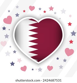Icono creativo del corazón de la bandera de Qatar
